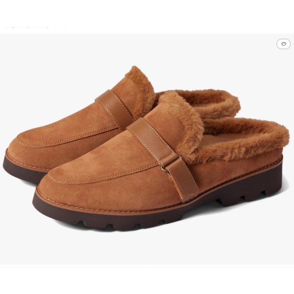 Vionic Womens Kailen Faux Fur Brown Mules Size 9